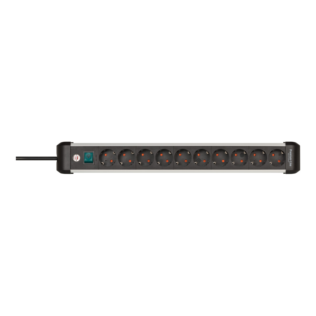 Brennenstuhl Premium-Alu-Line stekkerdoos 10-voudig / stekkerblok van hoogwaardig aluminium (stekkerdoos met schakelaar en 3m kabel, Made in Germany)