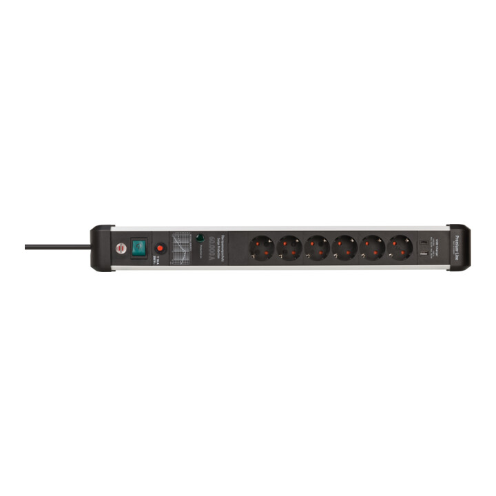 Brennenstuhl Premium-Protect-Line Steckdosenleiste 6-fach mit USB Power-Delivery Typ C und Überspannungsschutz