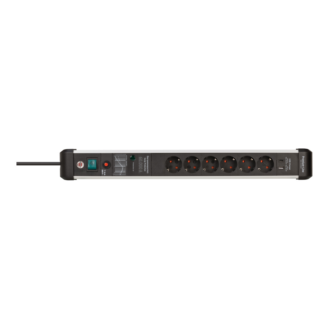 Brennenstuhl Premium-Protect-Line Steckdosenleiste 6-fach mit USB Power-Delivery Typ C und Überspannungsschutz