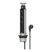 Brennenstuhl Presa da tavolo a 3 vie con caricatore USB Tower Power, 2 prese per USB da 2m, H05VV-F 3G1,5, a scomparsa nel piano del tavolo