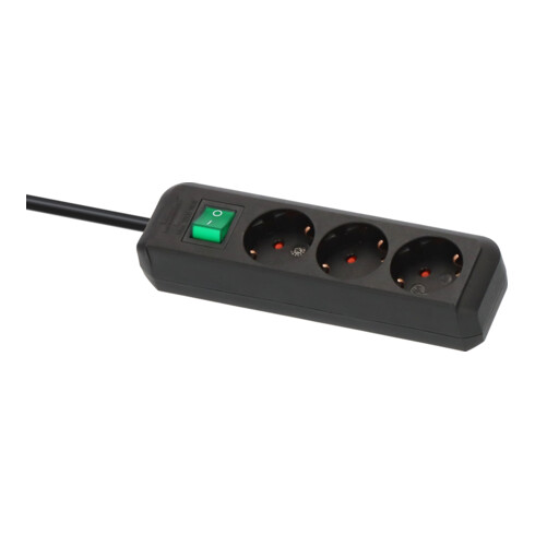 Brennenstuhl Presa multipla a 3 vie Eco-Line con interruttore, nera, 3m