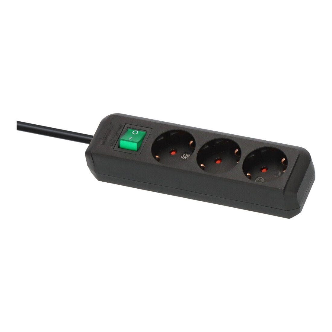 Brennenstuhl Presa multipla a 3 vie Eco-Line con interruttore, nera, 3m