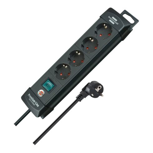 Brennenstuhl Presa multipla a 4 vie 1951140100 Premium-Line, nera, 1,8m H05VV-F 1951140100