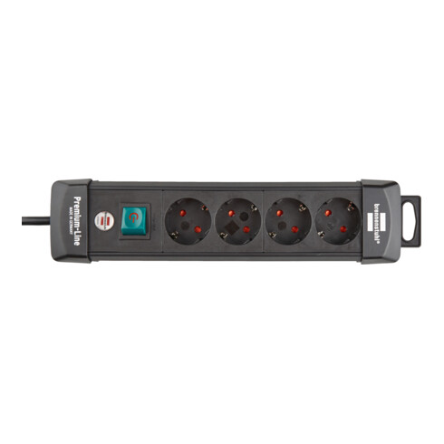 Brennenstuhl Presa multipla a 4 vie 1951140100 Premium-Line, nera, 1,8m H05VV-F 1951140100