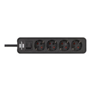 Brennenstuhl Presa multipla a 4 vie Ecolor, nera, 1,5m H05VV-F 3G1,5-4