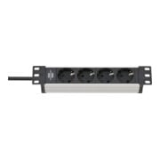 Brennenstuhl Presa multipla a 4 vie per quadri elettrici Alu-Line 10", 2m, H05VV-F3G1.5, argento-nero