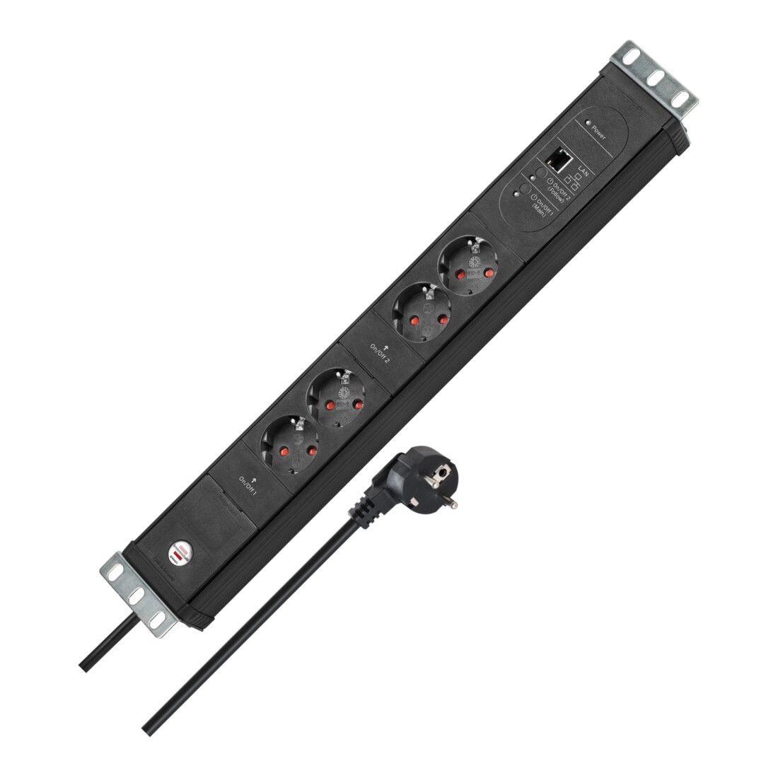 Brennenstuhl Presa multipla a 4 vie Premium Web-Line V3, Internet 19", nera, 3m, H05VV-F3G1.5