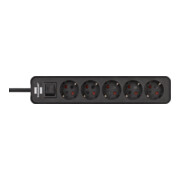 Brennenstuhl Presa multipla a 5 vie Ecolor, nera, 1,5m, H05VV-F 3G1,5-4
