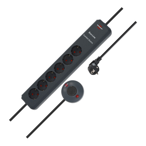 Brennenstuhl Presa multipla a 6 vie, 2m, H05VV-F 3G1,5 con interruttore mani/piedi, antracite