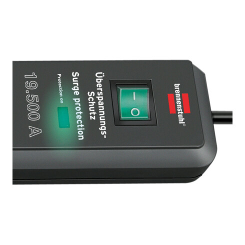 Brennenstuhl Presa multipla a 6 vie con protezione da sovratensione Secure-Tec 19.500A, antracite, 2m H05VV-F 3G1,5