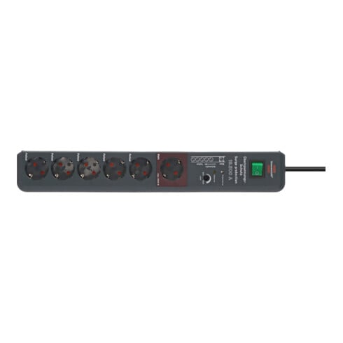 Brennenstuhl Presa multipla a 6 vie con protezione da sovratensione Secure-Tec 19.500A, antracite, 3m, H05VV-F 3G1,5, 1 Master e 5 Slave