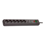 Brennenstuhl Presa multipla a 6 vie con protezione da sovratensione Secure-Tec 19.500A, antracite, 3m, H05VV-F 3G1,5