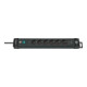Brennenstuhl Presa multipla a 6 vie Premium-Line con funzione di ricarica USB, nera, 3m H05VV-F 3G1,5-1