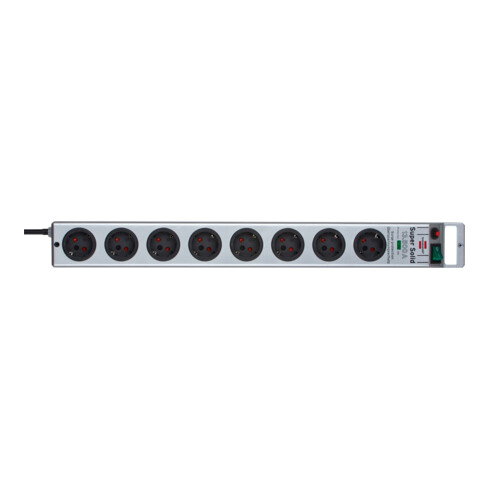 Brennenstuhl Presa multipla a 8 vie con protezione da sovratensione Super-Solid 13500 A, argento, 2,5m H05VV-F 3G1,5