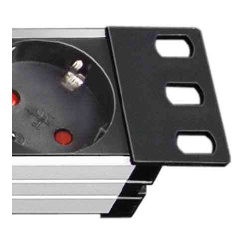 Brennenstuhl Presa multipla a 8 vie per quadri elettrici Alu-Line 19", nero-argento, 2m, H05VV-F 3G1,5 con interruttore