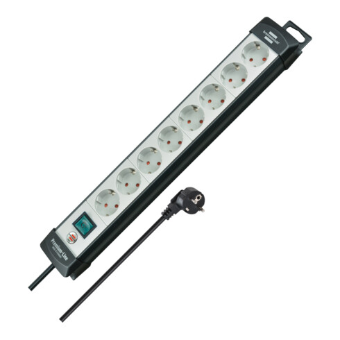 Brennenstuhl Presa multipla a 8 vie Premium-Line, nero chiaro, 5m