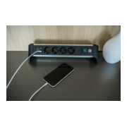 Brennenstuhl Presa multipla Alu-Office-Line a 4 vie, con funzione di ricarica USB, 1,8m H05VV-F 3G1.5-5