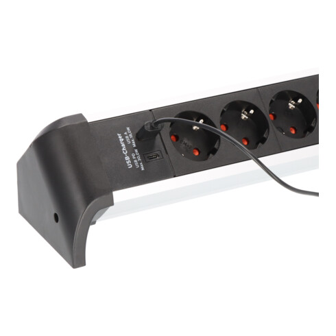 Brennenstuhl Presa multipla Alu-Office-Line a 4 vie, con funzione di ricarica USB Power Delivery USB, 1,8m H05VV-F 3G1.5