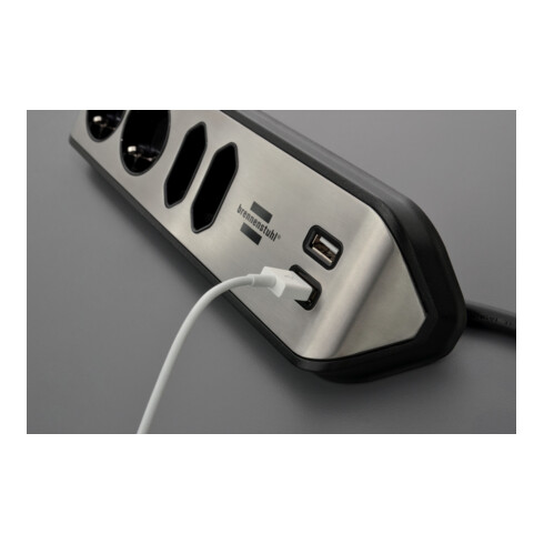 Brennenstuhl Presa multipla angolare ®estilo con funzione di ricarica USB, 2x contatto di protezione, 2xEuro