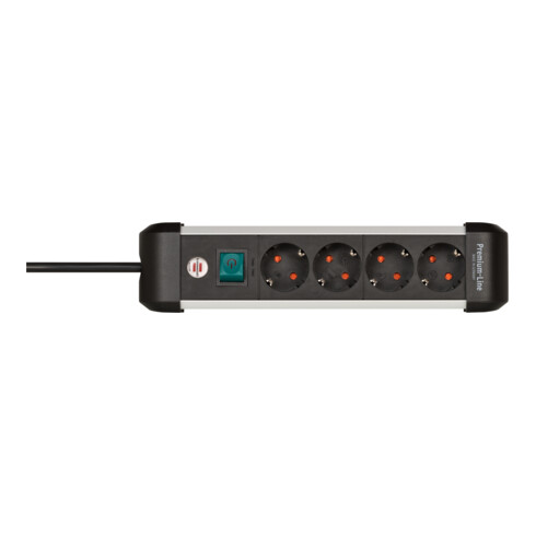Brennenstuhl Presa multipla Premium-Alu-Line a 4 vie, con interruttore, 1,8m H05VV-F 3G1,5