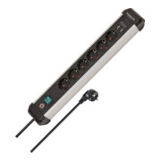Brennenstuhl Presa multipla Premium-Alu-Line a 6 vie, con caricatore USB, 3m, H05VV-F 3G1,5