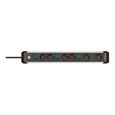 Brennenstuhl Presa multipla Premium-Alu-Line Technik a 6 vie, 3m, H05VV-F 3G1,5 prese commutabili a due