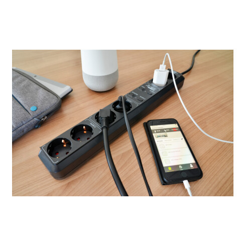 Brennenstuhl Presa multipla ®Connect Eco-Line WiFi, 1,5m H05VV-F3G1,5 nera