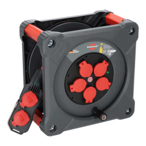 Brennenstuhl Professional Enrouleur de chantier avec Powerblock KC 3200 5 IP44, 33+5m H07RN-F 3G2,5