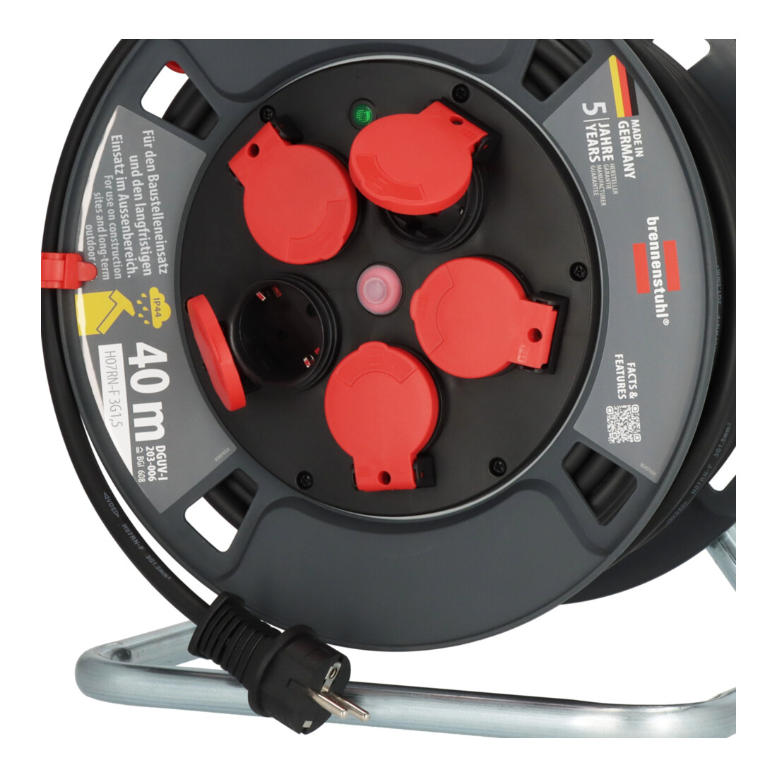 Brennenstuhl Professional Kabelhaspel 300 KU 4100, IP44, H07RN-F 3G1,5, 40m kabel