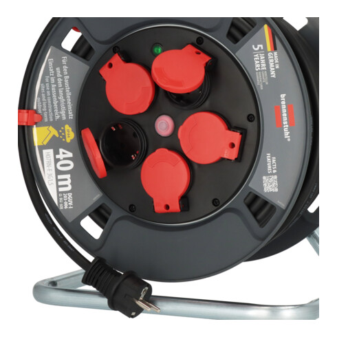 Brennenstuhl Professional Kabeltrommel 300 KU 4100, IP44, H07RN-F 3G1,5, 40m Kabel