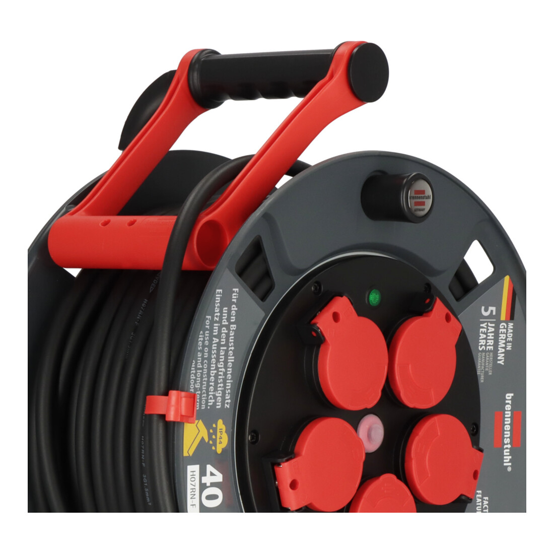 Brennenstuhl Professional Kabeltrommel 300 KU 4100, IP44, H07RN-F 3G1,5, 40m Kabel