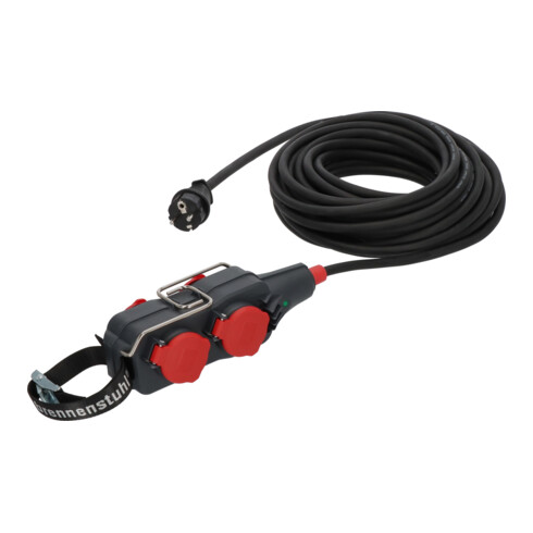 Brennenstuhl Professional Powerblock mit Verlängerungsleitung PB 1100 IP54 4-fach 15m schwarz H07RN-F 3G1,5