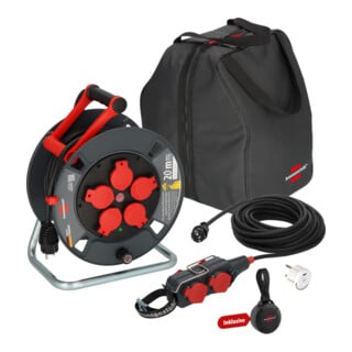 Brennenstuhl Professional Set Enrouleur de câble 300 KU 2120 Powerblock PB 0100 Adaptateur USB-C Haut-parleur Bluetooth