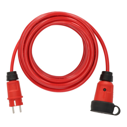 Brennenstuhl Professional Verlängerungskabel VQ 1100 IP44 (10m Kabel H07BQ-F 3G1,5 in rot, Baustelleneinsatz und ständiger Einsatz im Freien, Made in Germany)