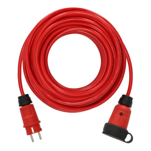 Brennenstuhl Professional Verlängerungskabel VQ 2100 IP44 (25m Kabel H07BQ-F 3G1,5 in rot, Baustelleneinsatz und ständiger Einsatz im Freien, Made in Germany)