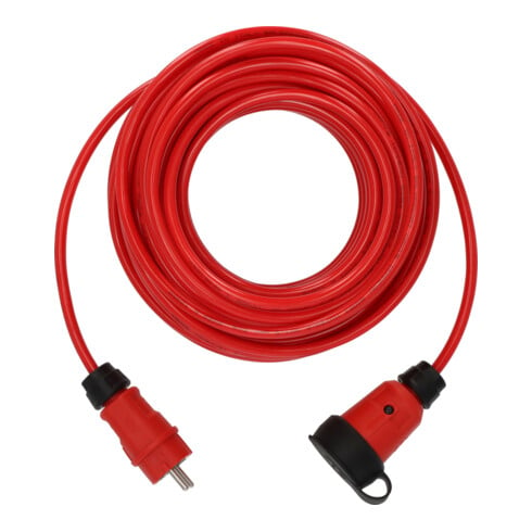 Brennenstuhl Professional Verlängerungskabel VQ 2100 IP44 (25m Kabel H07BQ-F 3G1,5 in rot, Baustelleneinsatz und ständiger Einsatz im Freien, Made in Germany)