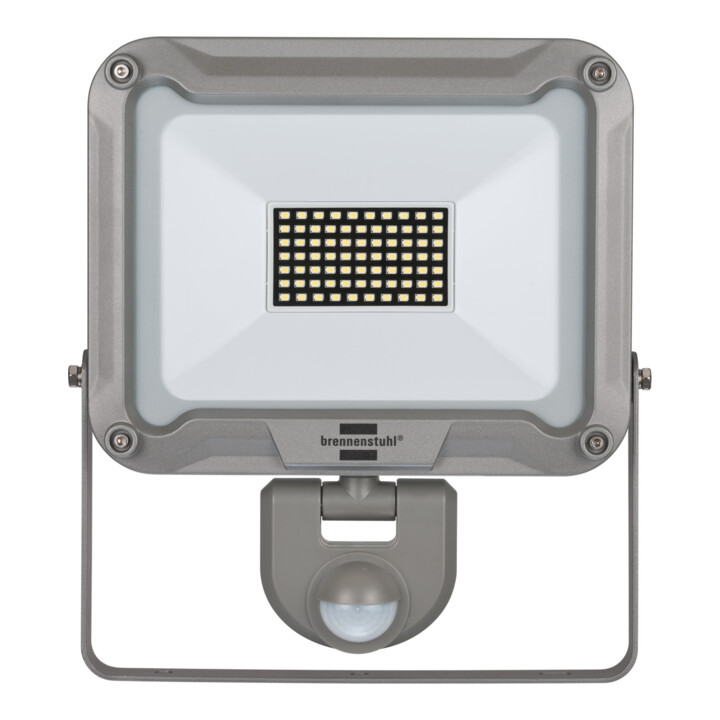 Brennenstuhl Projecteur à LED JARO 5050 P (50W, 4400lm, 6500K, IP54, projecteur d'extérieur à LED pour montage mural avec détecteur de mouvement, projecteur à LED en aluminium de haute qualité)