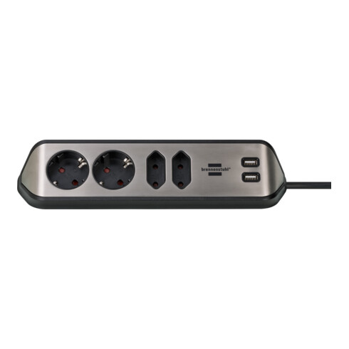 brennenstuhl®estilo Ecksteckdosenleiste mit USB-Ladefunktion 2x Schutzkontakt, 2x Euro