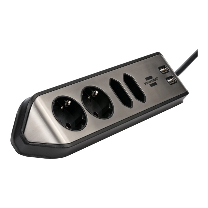 brennenstuhl®estilo Ecksteckdosenleiste mit USB-Ladefunktion 2x Schutzkontakt, 2x Euro
