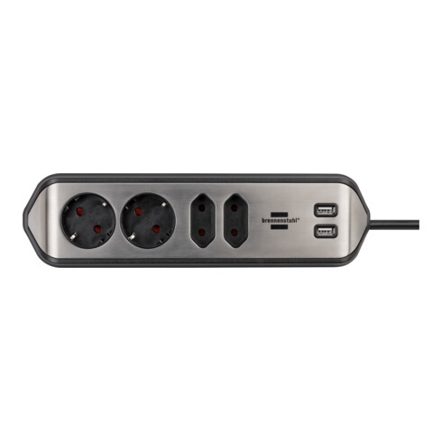 brennenstuhl®estilo Ecksteckdosenleiste mit USB-Ladefunktion 2x Schutzkontakt, 2x Euro