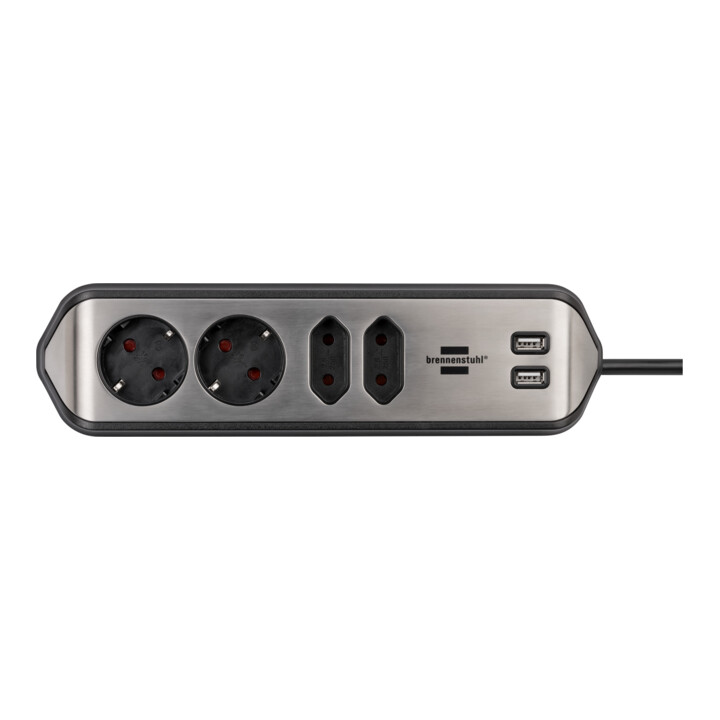 Brennenstuhl®estilo hoekstekkerdooslijst met USB-laadfunctie 2x veiligheidscontact, 2x Euro