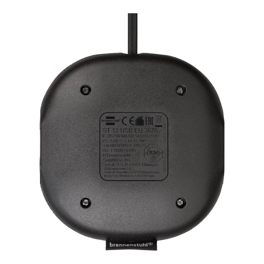 Brennenstuhl®estilo oplaadstation met textieloppervlak 1xEurostekker en 2xUSB-laadstekkerdoos