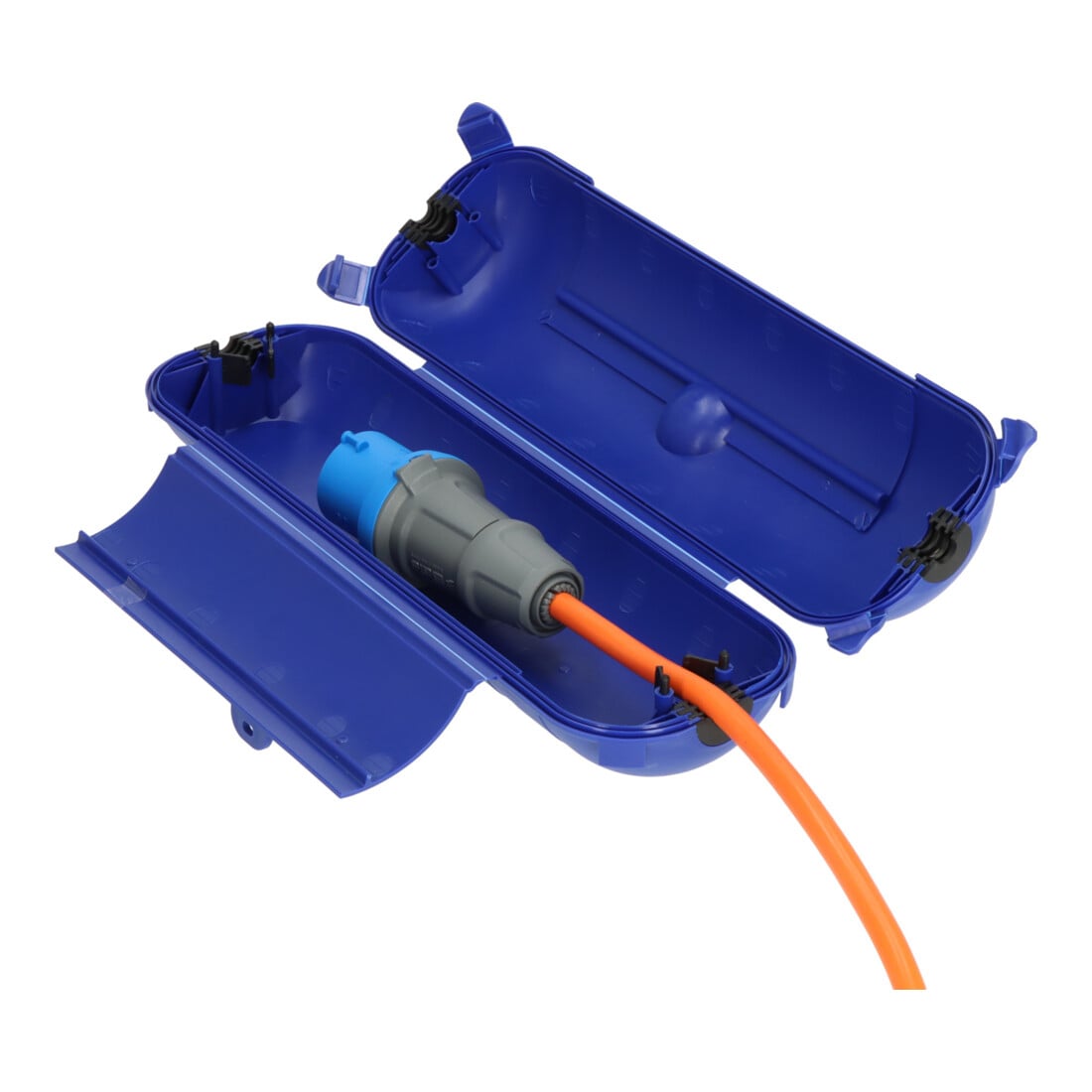 Brennenstuhl Safebox CEE 230V / Schutzbox IP44 für Verlängerungskabel (Schutzkapsel für H07RN-3G2,5 Kabel im Außenbereich, Campingzubehör) blau