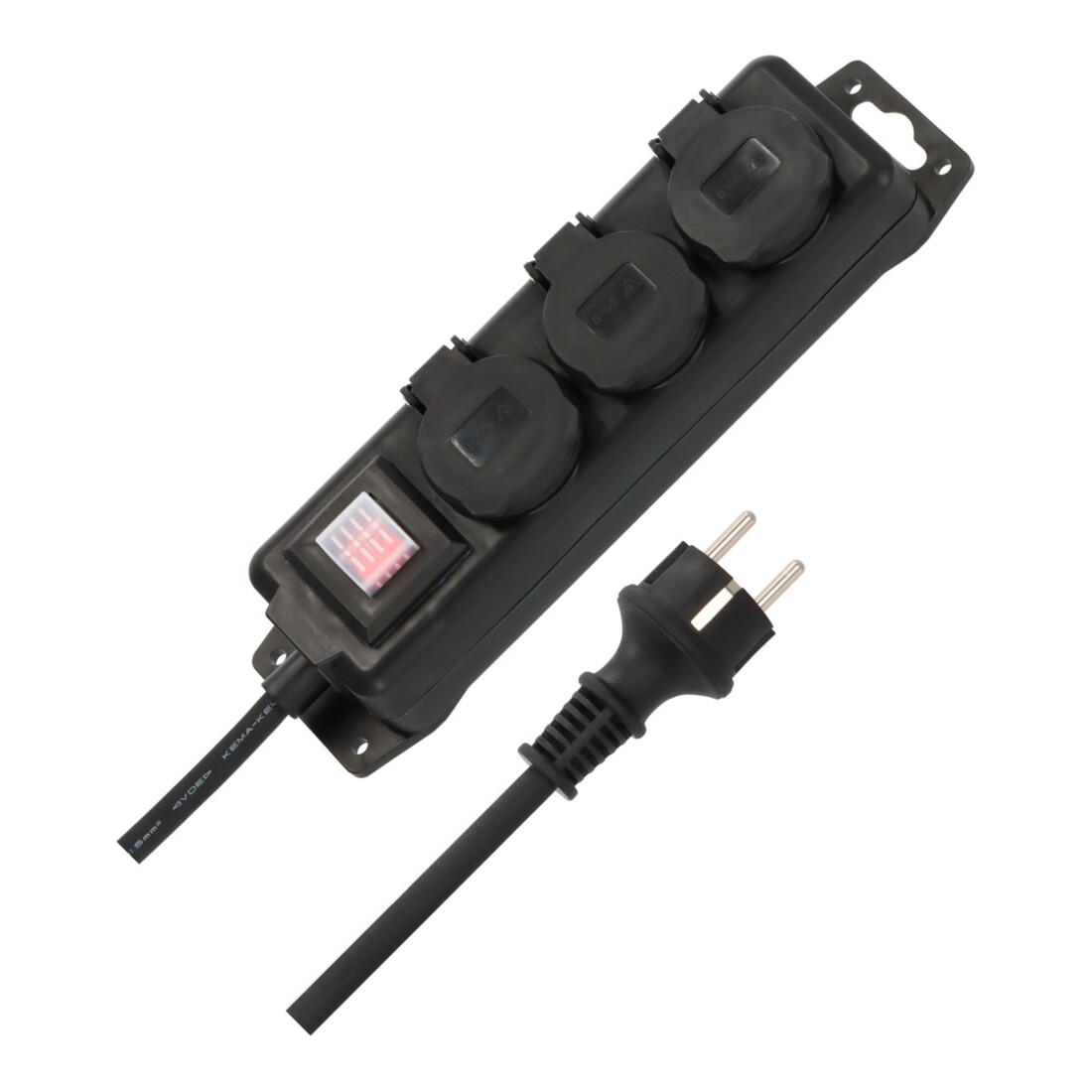 Brennenstuhl Stekkerdoos IP44 3-voudig (buitenstekker met schakelaar, 2m kabel, zelfsluitende kleppen)