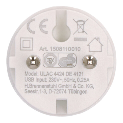 Brennenstuhl USB C stekkeradapter, stopcontactunit, 2,4A, compatibel met IP44 stopcontacten en haspels
