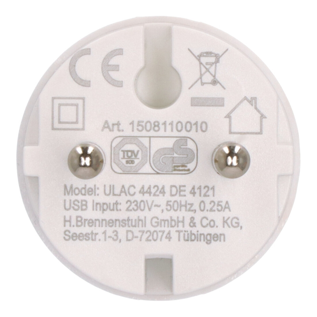 Brennenstuhl USB C stekkeradapter, stopcontactunit, 2,4A, compatibel met IP44 stopcontacten en haspels