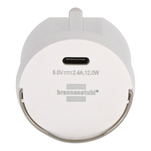 Brennenstuhl USB C stekkeradapter, stopcontactunit, 2,4A, compatibel met IP44 stopcontacten en haspels
