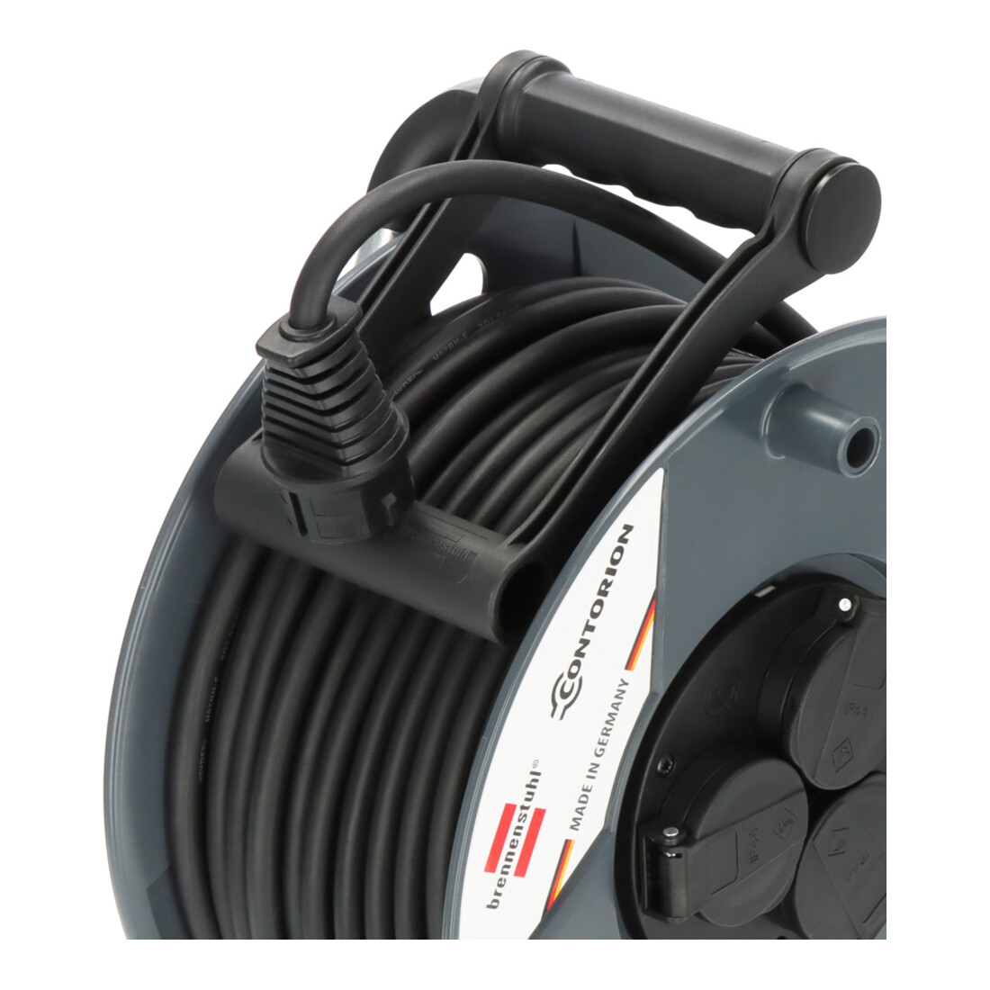 Brennenstuhl x Contorion Kabeltrommel 40m IP44 ( 3 Schutzkontakt-Steckdosen, Baustelleneinsatz, Made in Germany)
