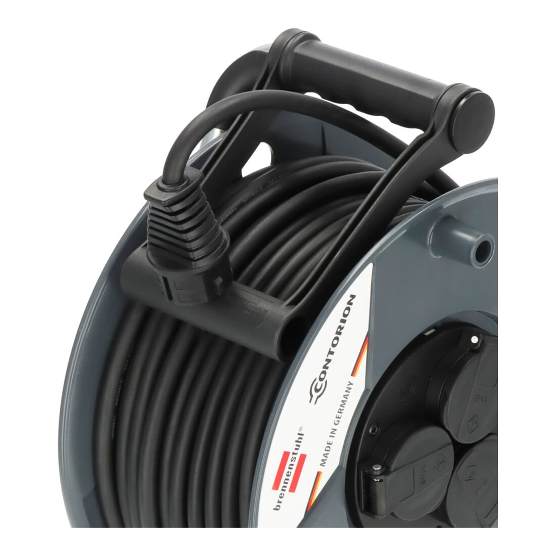 Brennenstuhl x Contorion Kabeltrommel 40m IP44 ( 3 Schutzkontakt-Steckdosen, Baustelleneinsatz, Made in Germany)