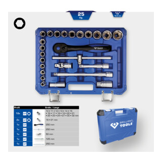 Brilliant Tools 1/2" dopsleutelset, 25-dlg